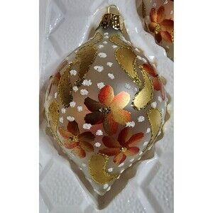 🎄COMMODORE (3) Christmas Classics HANDPAINTED Romania Glass Glitter ORNAMENTS